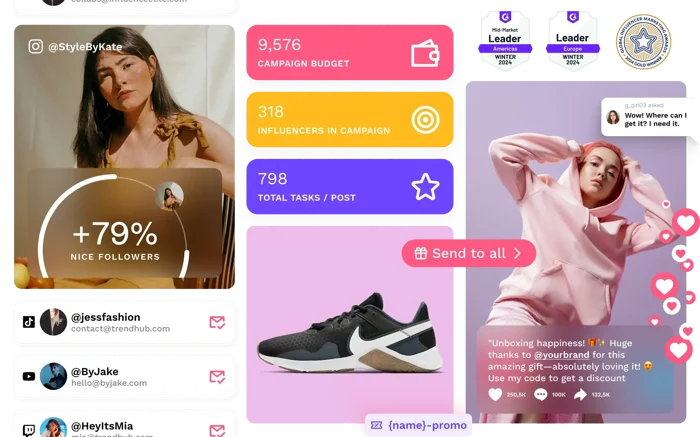 Plataforma de influencer marketing con scouting, gestión de campañas y reportes